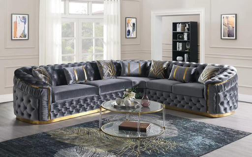 L857 - Queen ( Grey ) 3 PC Grey Sectional - L857-GY-Sectional