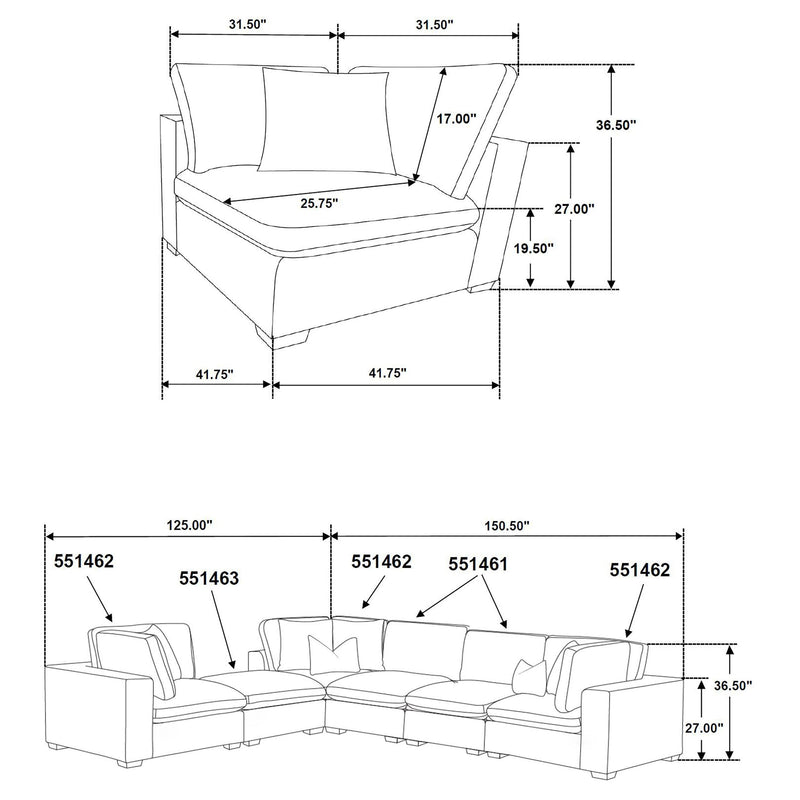 Lakeview 6-piece Upholstered Modular Sectional Sofa Ivory - 551461-SET