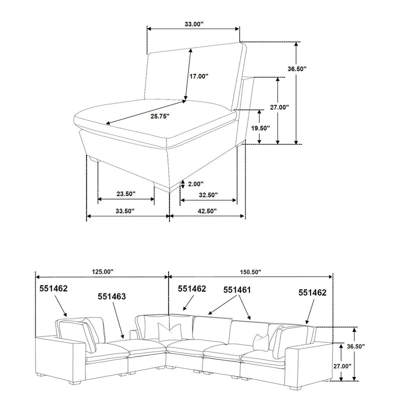 Lakeview 6-piece Upholstered Modular Sectional Sofa Ivory - 551461-SET