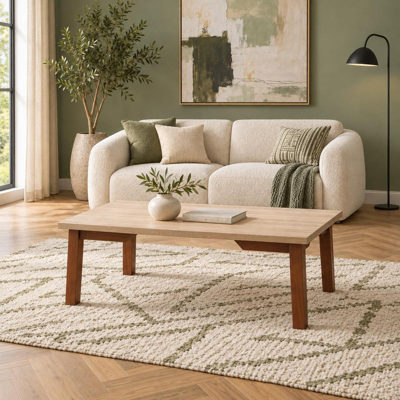 Lana - 3PC Beige & Brown Coffee Table Set, Coffee Table and 2 End Tables - T614-3PC-Set