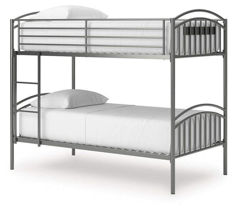 Lanceburg Gray Twin over Twin Bunk Bed with Ladder - PCB400-59