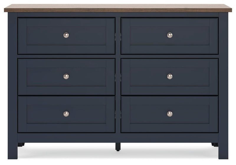 Landocken Brown/Blue Twin Panel Bed, Dresser, Chest and Nightstand - B414B20