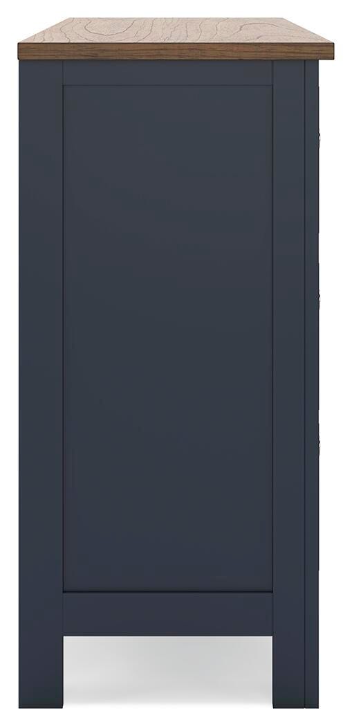 Landocken Brown/Blue Twin Panel Bed, Dresser, Chest and Nightstand - B414B20