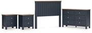 Landocken Full Panel Headboard with Dresser and 2 Nightstands in Brown/Blue from Ashley - Lara Furniture