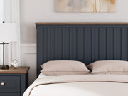 Landocken Full Panel Headboard with Mirrored Dresser and Chest in Brown/Blue from Ashley - Lara Furniture