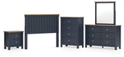 Landocken Full Panel Headboard with Mirrored Dresser, Chest and Nightstand in Brown/Blue from Ashley - Lara Furniture