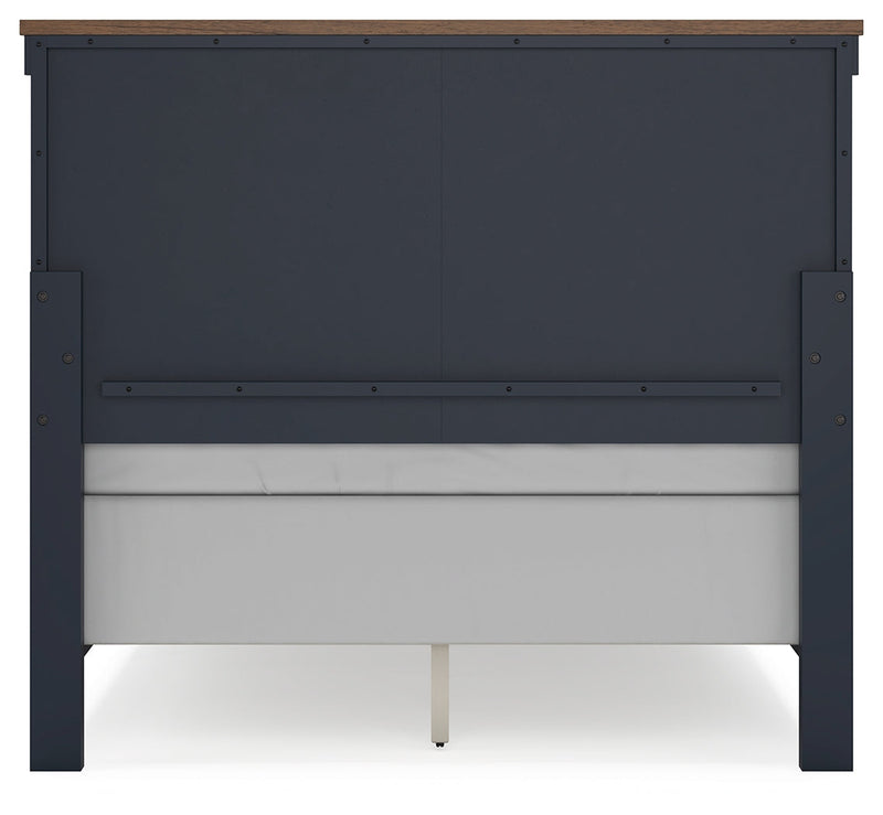 Landocken Full Panel Headboard with Mirrored Dresser in Brown/Blue from Ashley - Lara Furniture