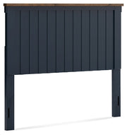 Landocken Full Panel Headboard with Mirrored Dresser in Brown/Blue from Ashley - Lara Furniture