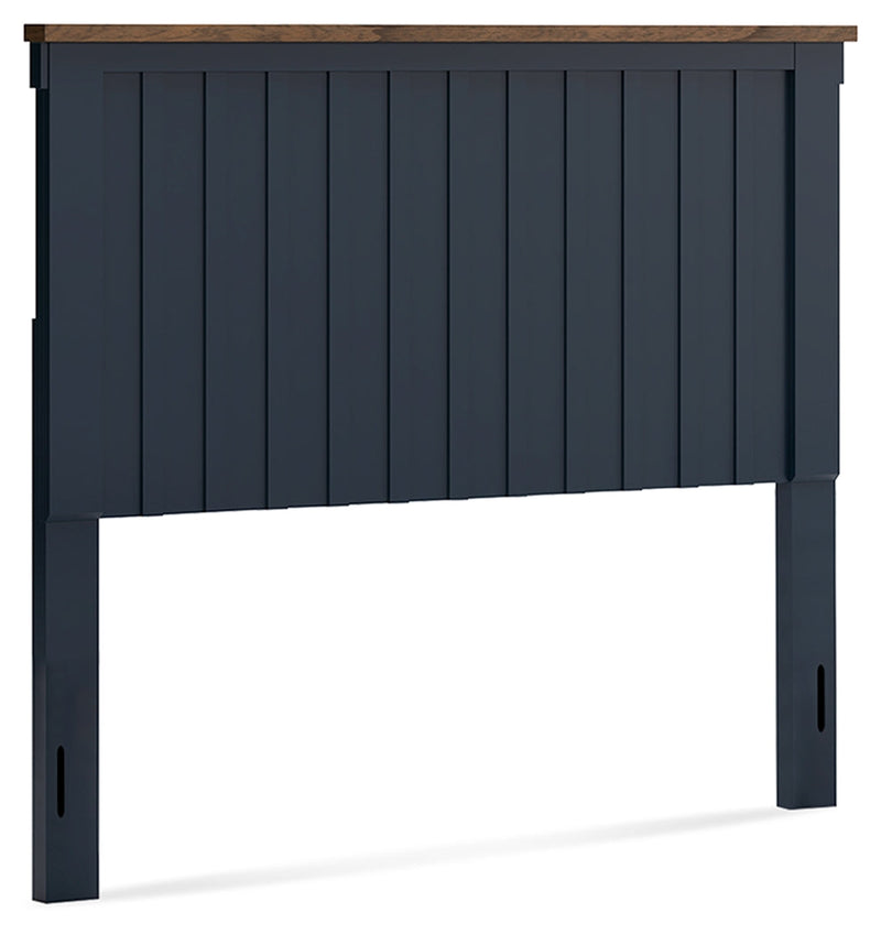 Landocken Full Panel Headboard with Mirrored Dresser in Brown/Blue from Ashley - Lara Furniture