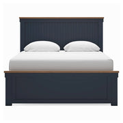 Landocken Queen Panel Bed with Mirrored Dresser and 2 Nightstands in Brown/Blue - PKG020339