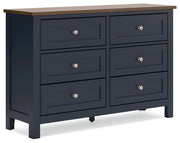 Landocken Queen Panel Headboard with Dresser and 2 Nightstands in Brown/Blue from Ashley - Lara Furniture