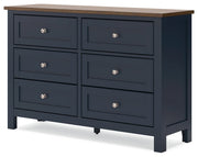 Landocken Queen Panel Headboard with Dresser and 2 Nightstands in Brown/Blue from Ashley - Lara Furniture