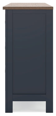 Landocken Queen Panel Headboard with Dresser in Brown/Blue from Ashley - Lara Furniture