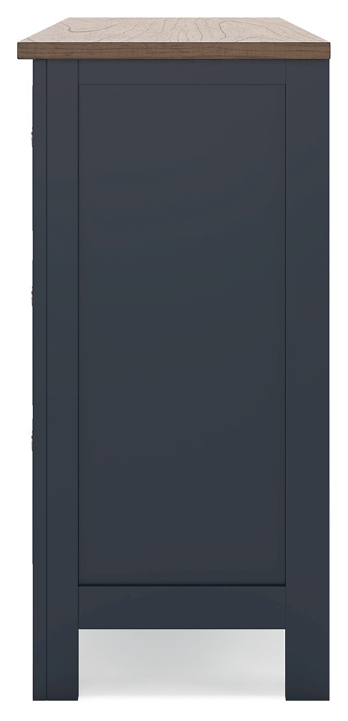 Landocken Queen Panel Headboard with Dresser in Brown/Blue from Ashley - Lara Furniture