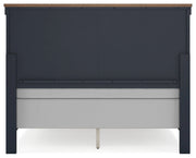 Landocken Queen Panel Headboard with Mirrored Dresser, Chest and Nightstand in Brown/Blue from Ashley - Lara Furniture