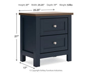 Landocken Queen Panel Headboard with Mirrored Dresser, Chest and Nightstand in Brown/Blue from Ashley - Lara Furniture