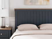 Landocken Queen Panel Headboard with Mirrored Dresser, Chest and Nightstand in Brown/Blue from Ashley - Lara Furniture