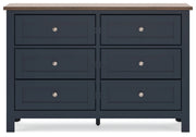 Landocken Twin Panel Headboard with Dresser and 2 Nightstands in Brown/Blue from Ashley - Lara Furniture