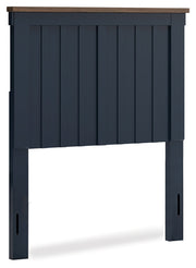 Landocken Twin Panel Headboard with Dresser and 2 Nightstands in Brown/Blue from Ashley - Lara Furniture