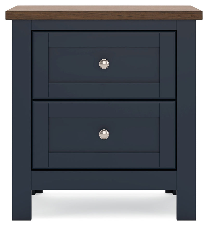 Landocken Twin Panel Headboard with Dresser and 2 Nightstands in Brown/Blue from Ashley - Lara Furniture