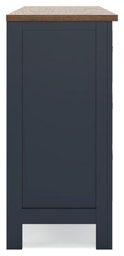 Landocken Twin Panel Headboard with Dresser and 2 Nightstands in Brown/Blue from Ashley - Lara Furniture