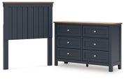 Landocken Twin Panel Headboard with Dresser in Brown/Blue from Ashley - Lara Furniture