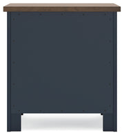 Landocken Twin Panel Headboard with Mirrored Dresser and 2 Nightstands in Brown/Blue from Ashley - Lara Furniture