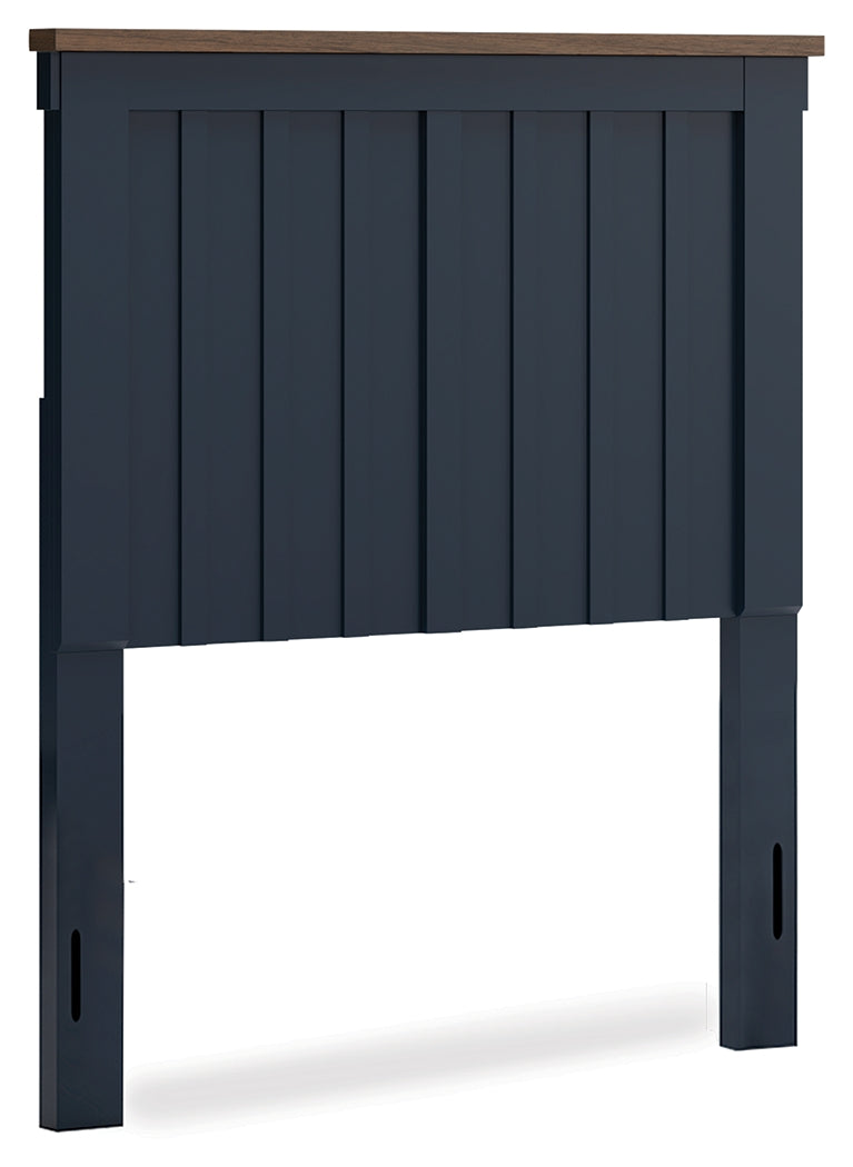 Landocken Twin Panel Headboard with Nightstand in Brown/Blue from Ashley - Lara Furniture