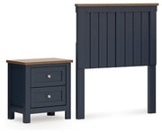 Landocken Twin Panel Headboard with Nightstand in Brown/Blue from Ashley - Lara Furniture