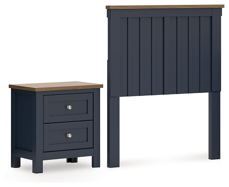 Landocken Twin Panel Headboard with Nightstand in Brown/Blue from Ashley - Lara Furniture