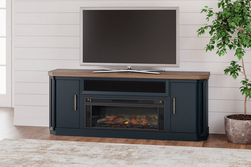 Landocken Two - tone 83" TV Stand with Electric Fireplace - Gate FurnitureTV Stand