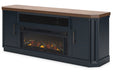 Landocken Two - tone 83" TV Stand with Electric Fireplace - Gate FurnitureTV Stand