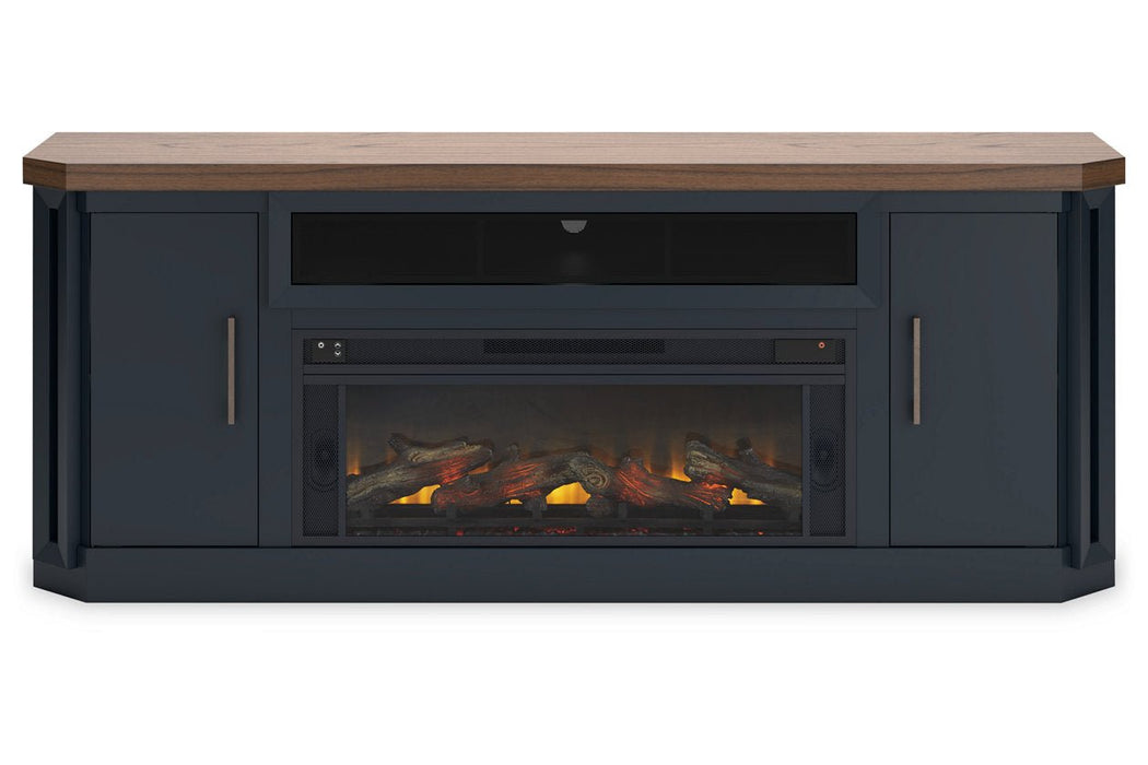 Landocken Two - tone 83" TV Stand with Electric Fireplace - Gate FurnitureTV Stand