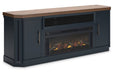 Landocken Two - tone 83" TV Stand with Electric Fireplace - Gate FurnitureTV Stand