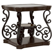 Laney 1-shelf Glass Top Square End Table Deep Merlot - 702447