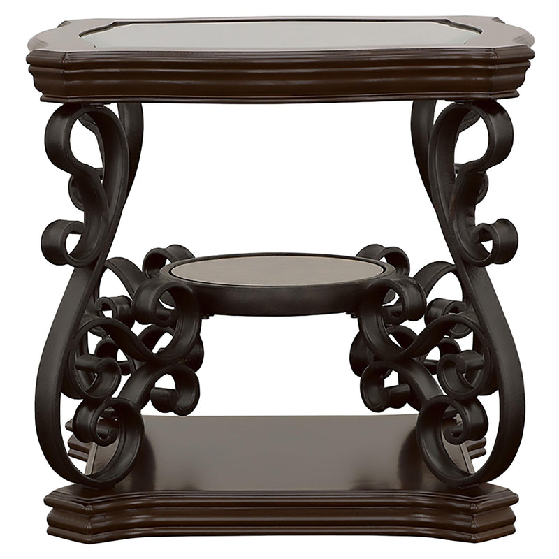 Laney 1-shelf Glass Top Square End Table Deep Merlot - 702447