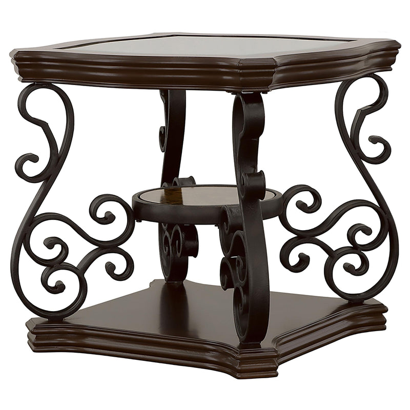 Laney 1-shelf Glass Top Square End Table Deep Merlot - 702447