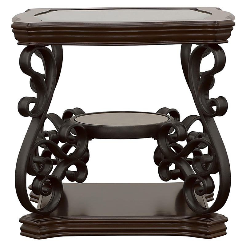 Laney 1-shelf Glass Top Square End Table Deep Merlot - 702447