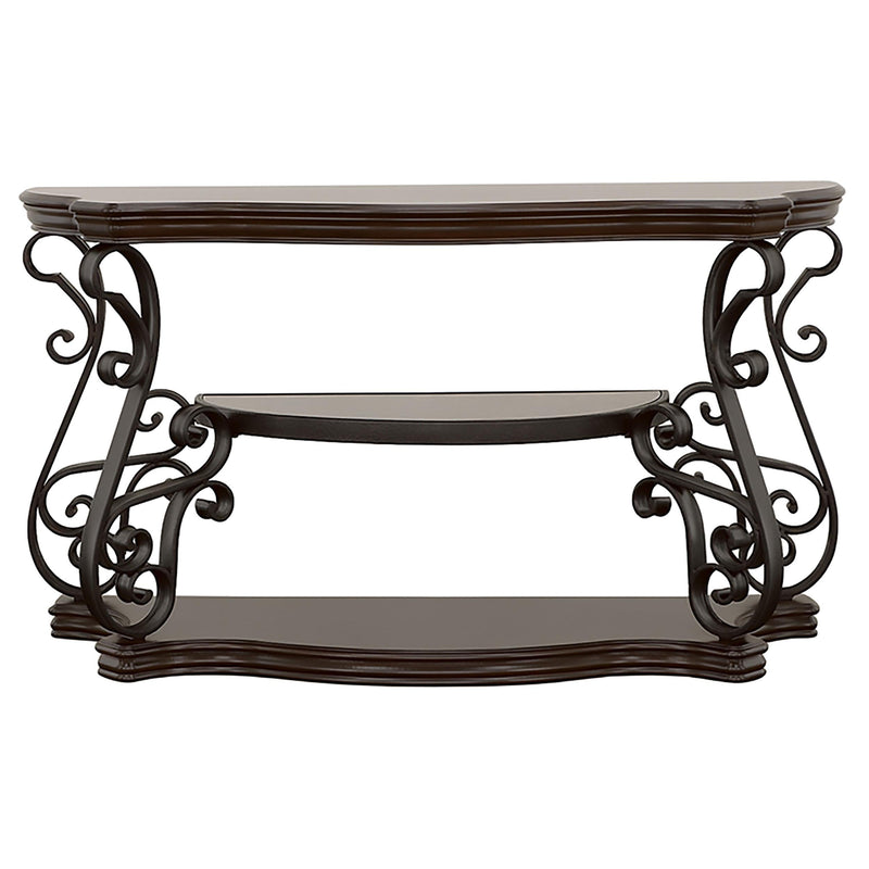 Laney Scrollwork Entryway Sofa Console Table Deep Merlot - 702449