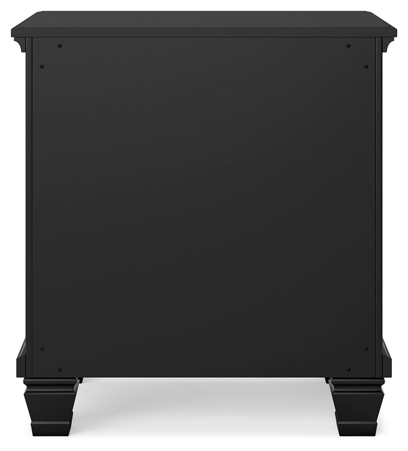 Lanolee Full Panel Bed with Mirrored Dresser and 2 Nightstands in Black - PKG015212