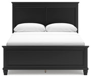 Lanolee Queen Panel Bed with Mirrored Dresser, Chest and 2 Nightstands in Black - PKG015219
