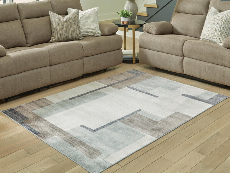 Larkport Cream/Brown/Gray Washable 5' x 7' Area Rug - R407412