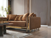 Laura 3-pieces (Sofa & Loveseat & Chair) Livingroom in Cream - Brown - 200-ELIF-LAU-A612-321
