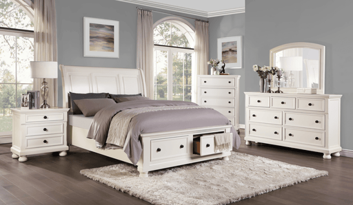 Laurelin White Sleigh Storage Platform Bedroom Set - Lara FurnitureBedroom Set