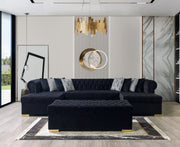 Lauren Black Velvet Double Chaise Sectional - LAURENBLACK-SEC