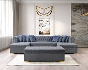 Lauren Gray Velvet Double Chaise Sectional - LAURENGRAY-SEC