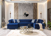 Lauren Navy Velvet Double Chaise Sectional - Lara FurnitureSectional