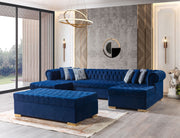 Lauren Navy Velvet Double Chaise Sectional - Lara FurnitureSectional