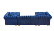 Lauren Navy Velvet Double Chaise Sectional - Lara FurnitureSectional