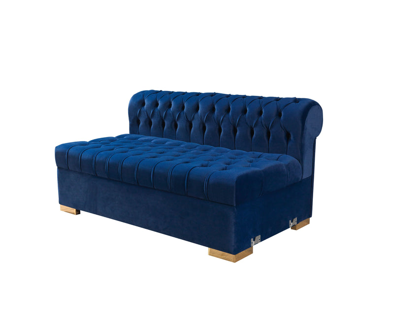 Lauren Navy Velvet Double Chaise Sectional - Lara FurnitureSectional